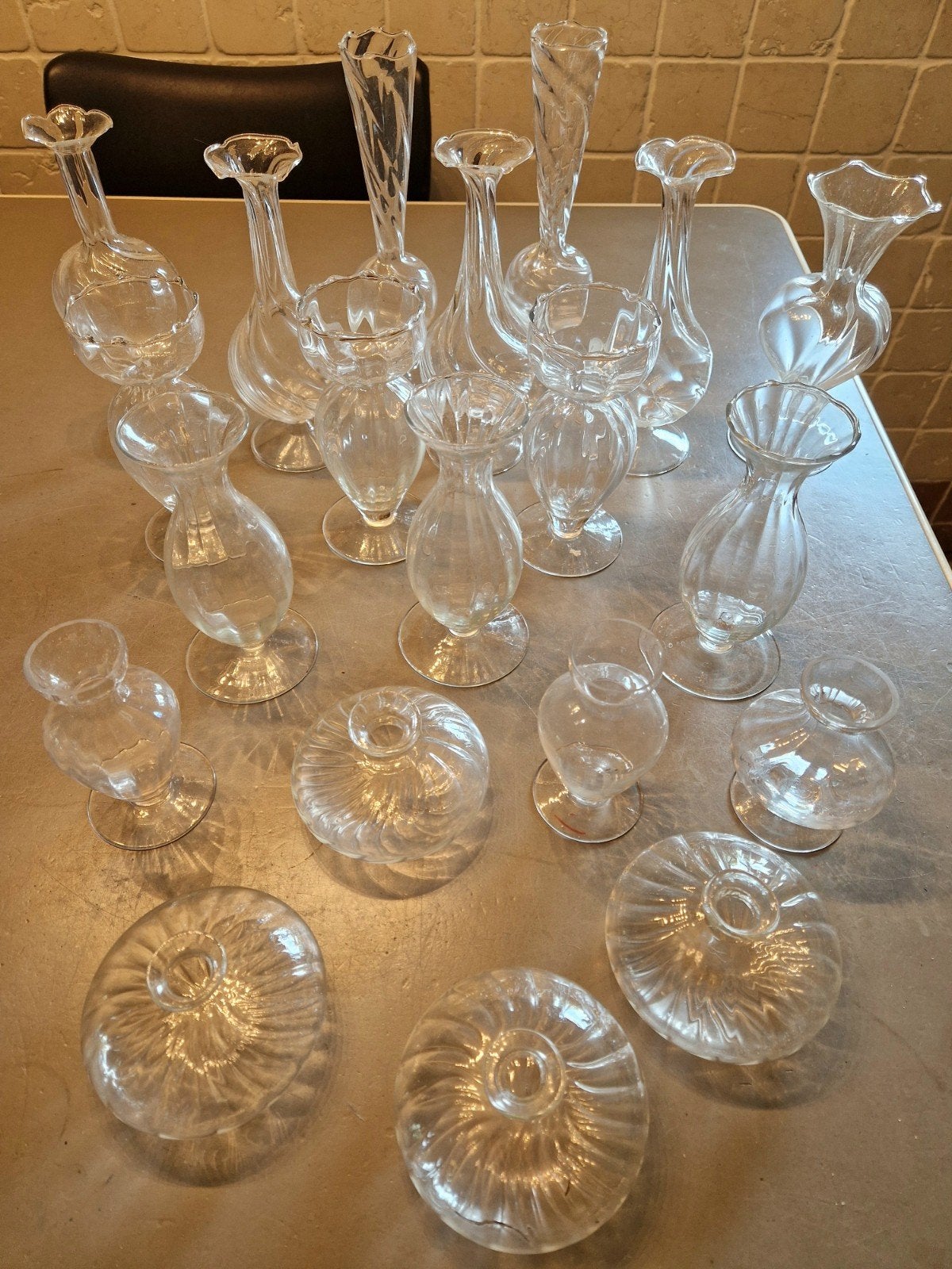 Glazen vaasjes voor bruiloft/receptie, Huis en Inrichting, Woonaccessoires | Vazen, Ophalen, Overige kleuren, Glas, Minder dan 50 cm