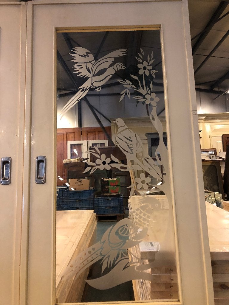 Antieke set schuif / en-suite deuren met geëtst glas 212x194, Ophalen