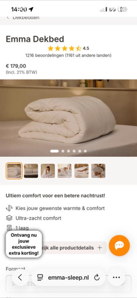 Emma dekbed met overtrek 240x220, Huis en Inrichting, Slaapkamer | Beddengoed, Wit, Ophalen of Verzenden, Deken of Dekbed, Nieuw