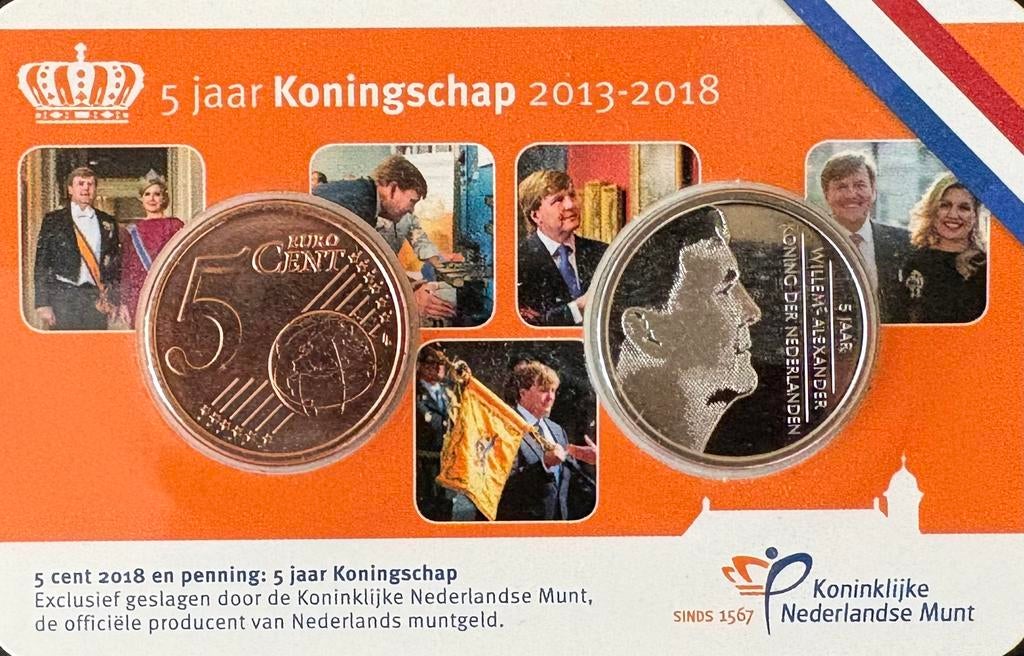 Coincard 5 jaar Koningschap 2013-2018, Ophalen of Verzenden, Nederland, Munten