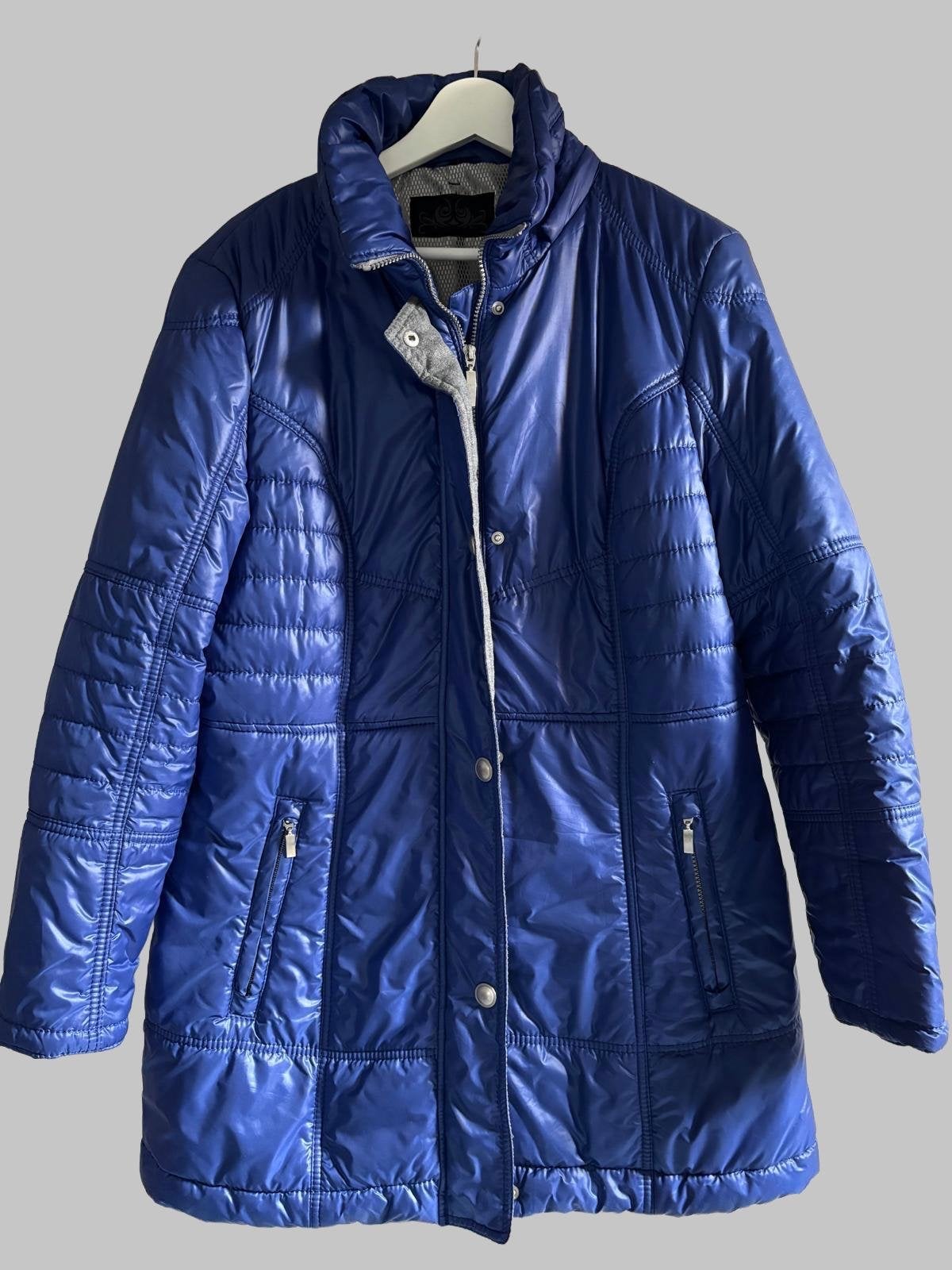 blauwe gewatteerde jas 44, Kleding | Dames, Jassen | Winter, Verzenden, Zo goed als nieuw, Maat 42/44 (L), Blauw