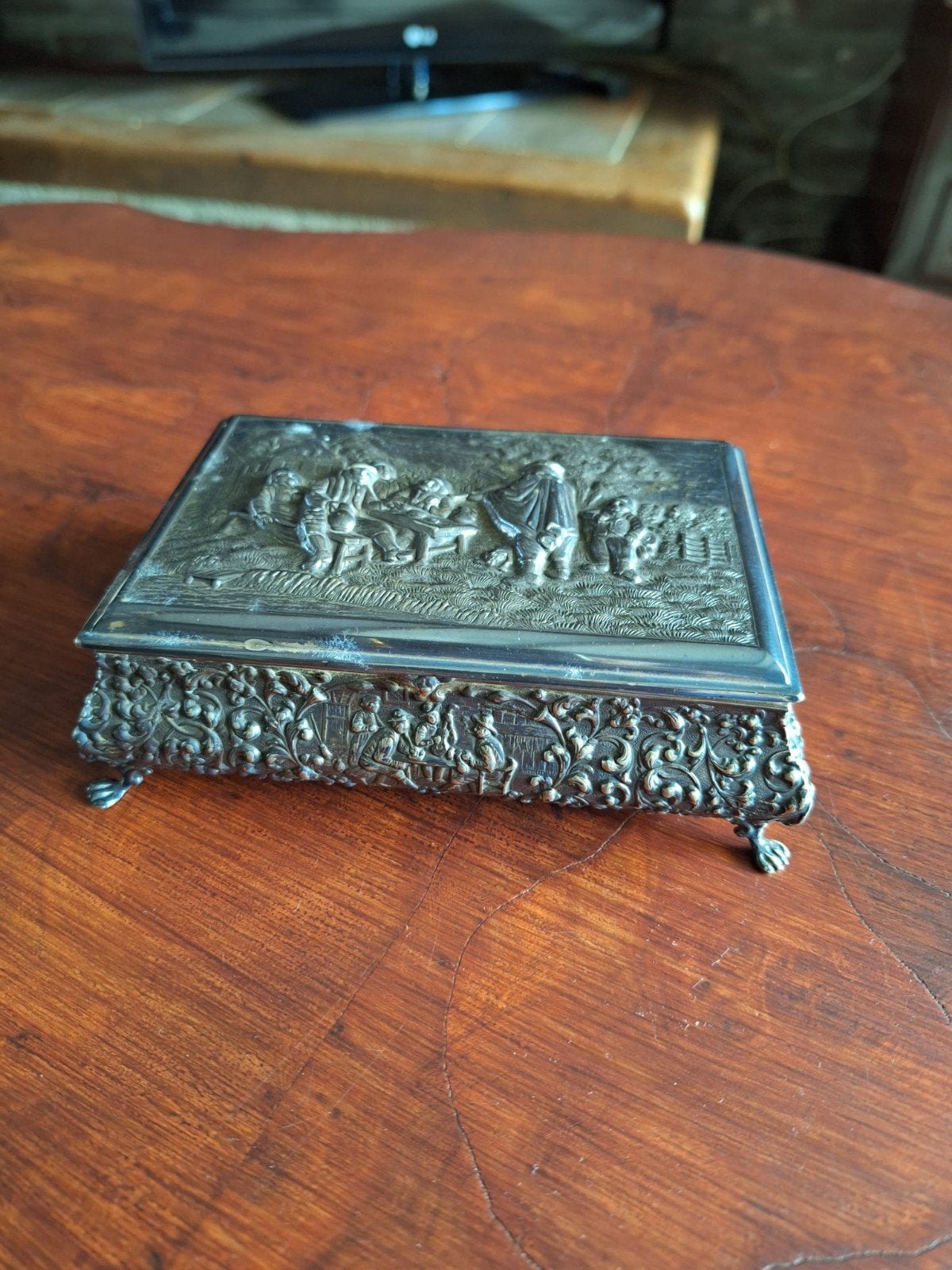 Antiek verzilverd sigaretten sieraden doos H. Hooijkaas, Ophalen of Verzenden