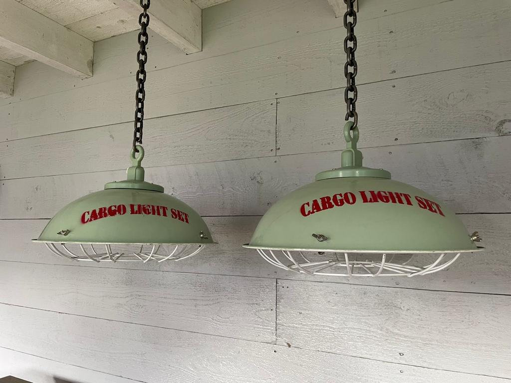 Set van 2 industriële hanglampen - Cargo Light Set, Ophalen of Verzenden, Gebruikt, Metaal, 50 tot 75 cm