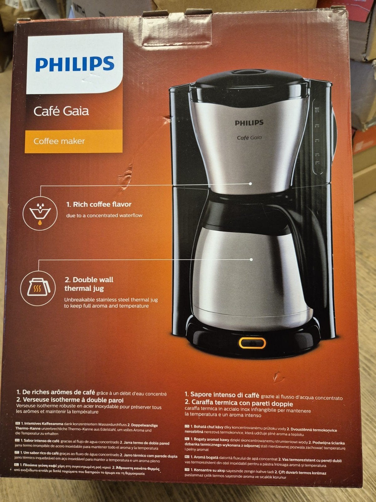 Philips Café Gaia Koffiezetapparaat met Thermoskan, Afneembaar waterreservoir, 10 kopjes of meer, Gemalen koffie, Ophalen of Verzenden