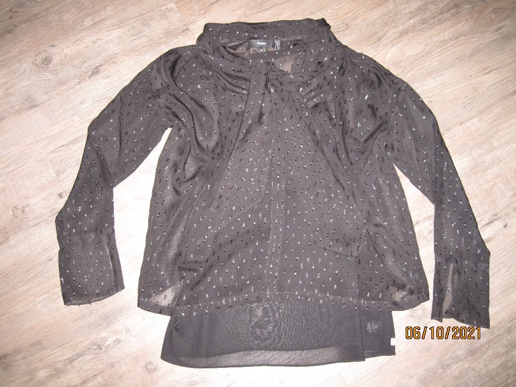 Theory zwarte doorzichtige blouse met glitters maat M, Maat 38/40 (M), Zwart, Nieuw, Ophalen of Verzenden