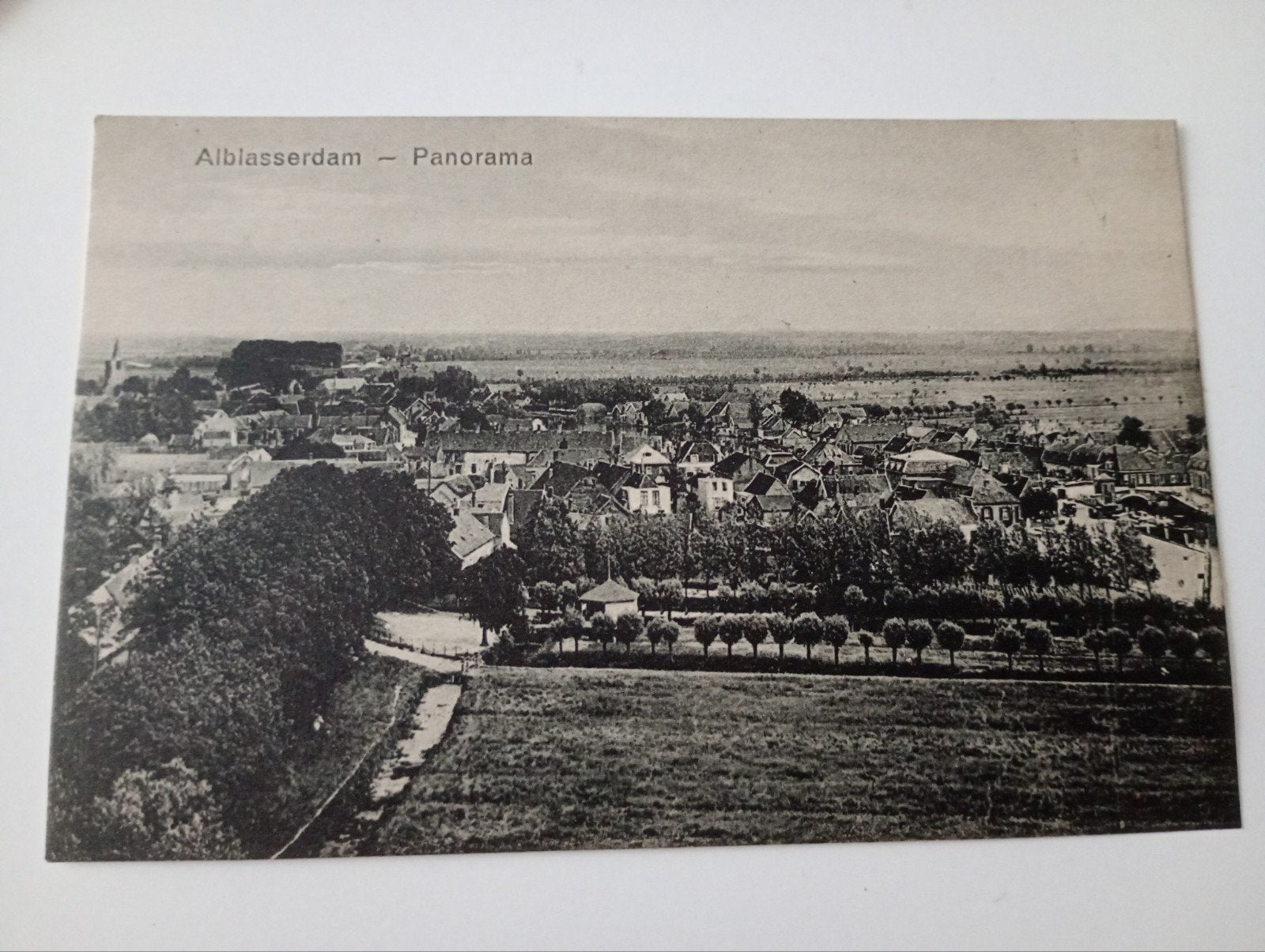 Alblasserdam Panorama, Ophalen of Verzenden, 1920 tot 1940, Ongelopen, Zuid-Holland