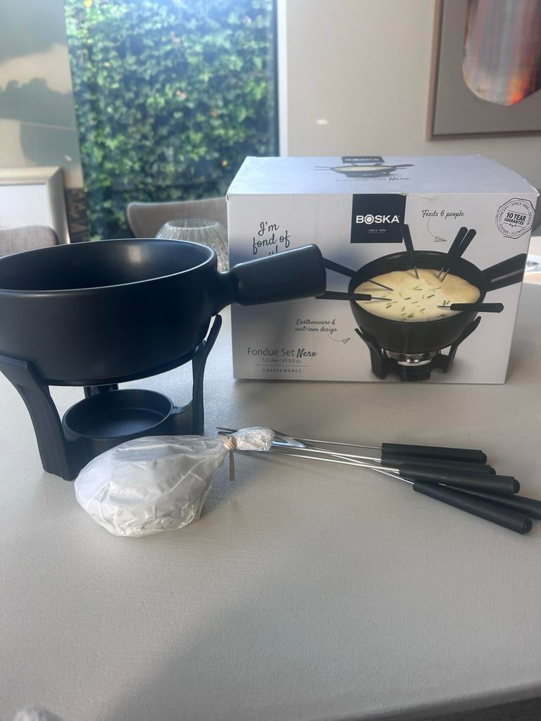 Gloednieuwe Boska Nero Kaasfondueset - 1.3 Liter, Ophalen of Verzenden, Nieuw, Brander, Fondueset