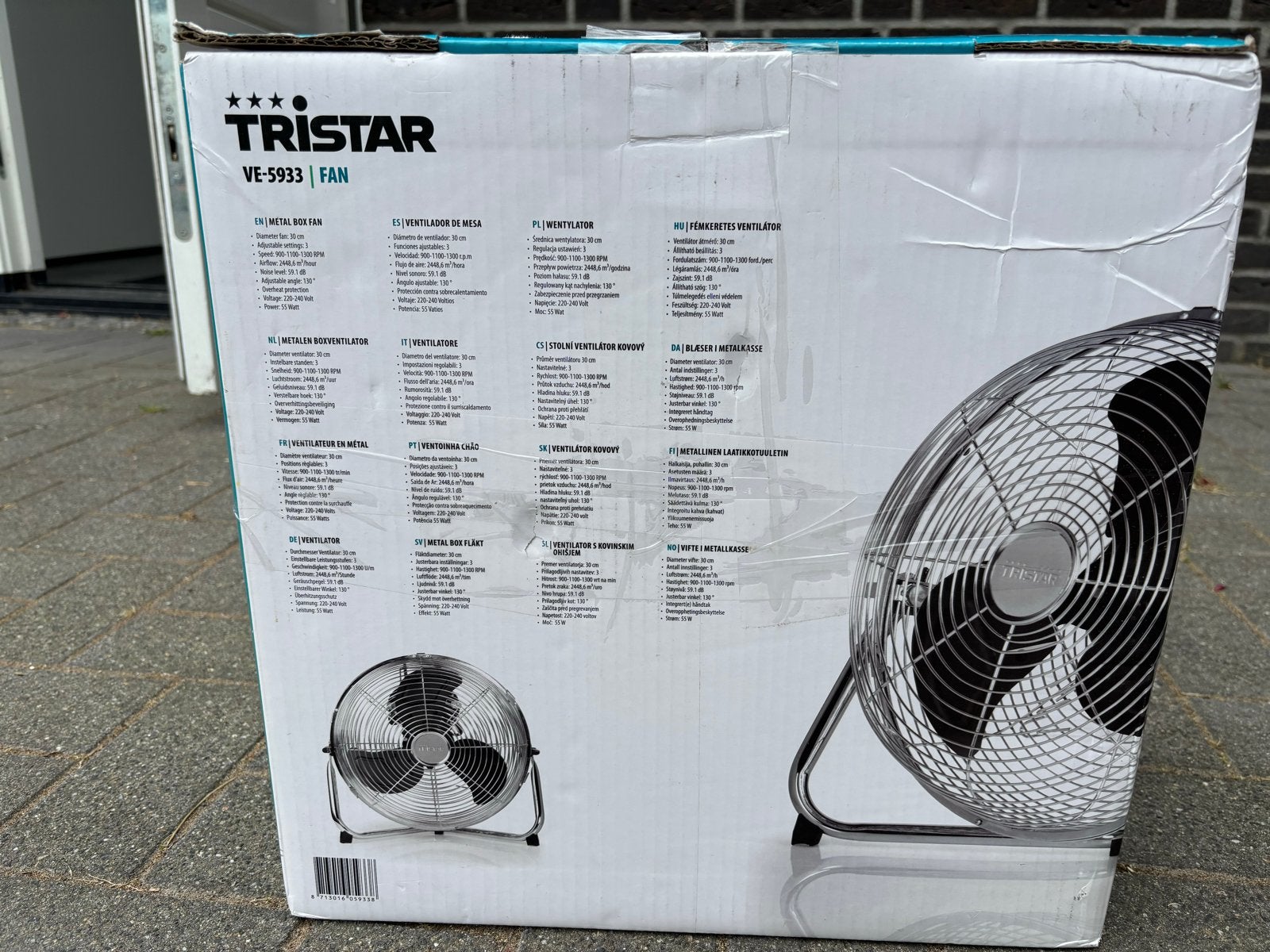 Tristar VE-5933 Vloerventilator - 30 cm - 55W, Ophalen of Verzenden, Nieuw, Vloerventilator
