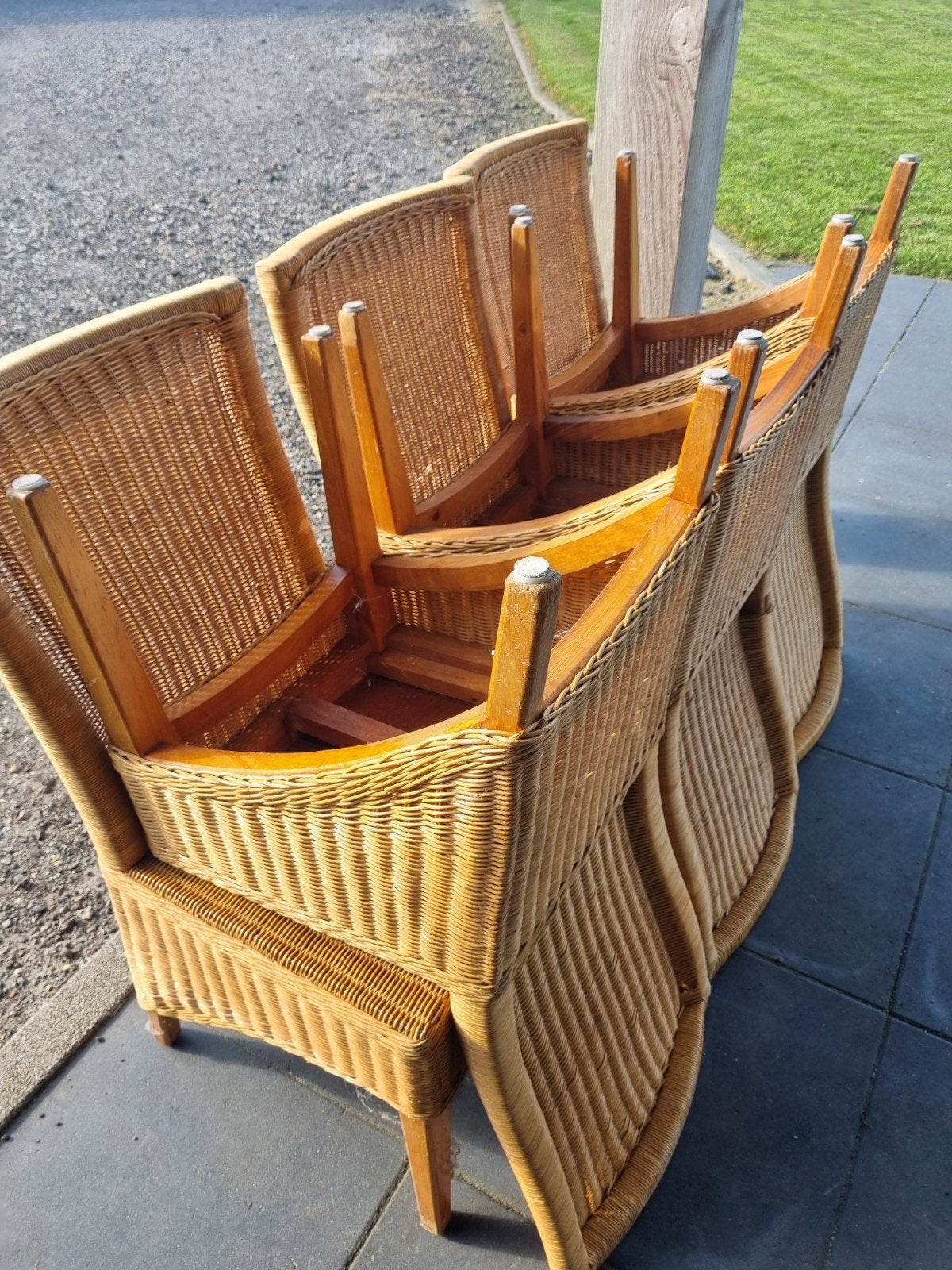 Eetkamerstoelen riet, Ophalen of Verzenden, Gebruikt, Bruin, Vier