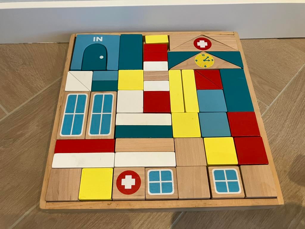 Houten blokken puzzel, Ophalen, Zo goed als nieuw