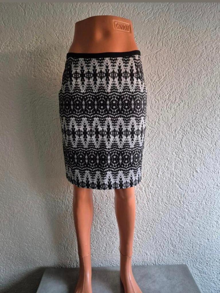 Zwart-witte rok met patroon - Maat M, Ophalen, Maat 38/40 (M), Zwart