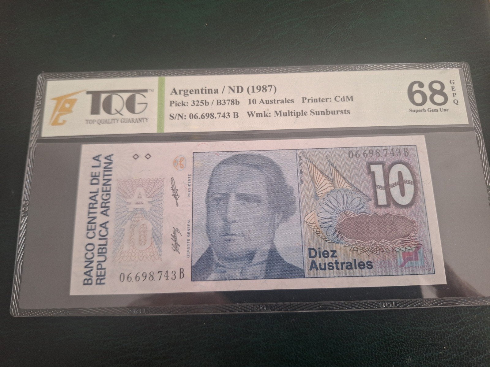 Argentinië 10 Australes 1987 TQG 68, Postzegels en Munten, Bankbiljetten | Amerika, Ophalen of Verzenden