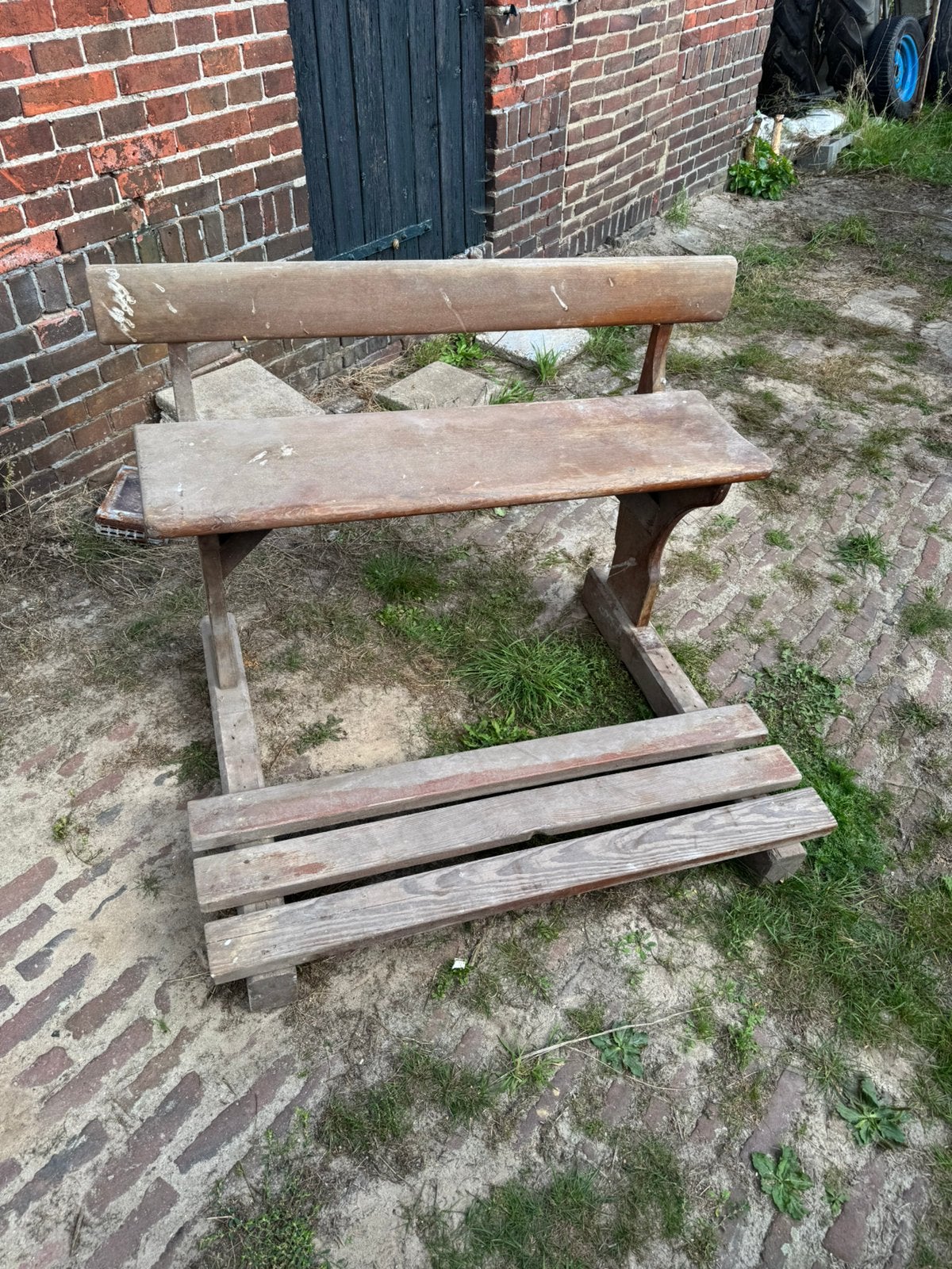 Bankje school/ kerk vintage bankje, Ophalen of Verzenden