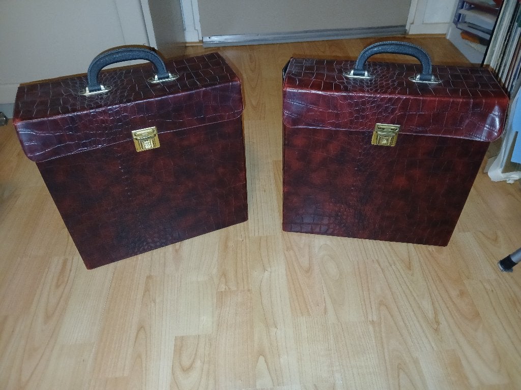 2 platenkoffers met Skai Krokodillenprint, Verzenden, Gebruikt, 12 inch, LP