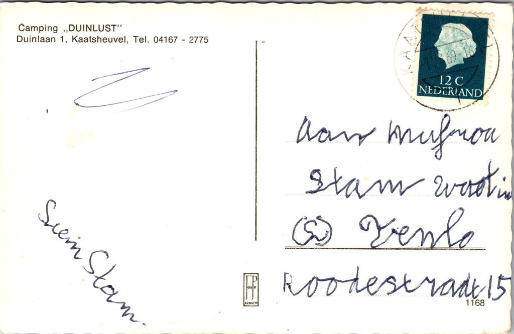 Camping Duinlust Kaatsheuvel - 2 ansichtkaarten jaren 60, Verzenden, 1960 tot 1980, Gelopen, Noord-Brabant