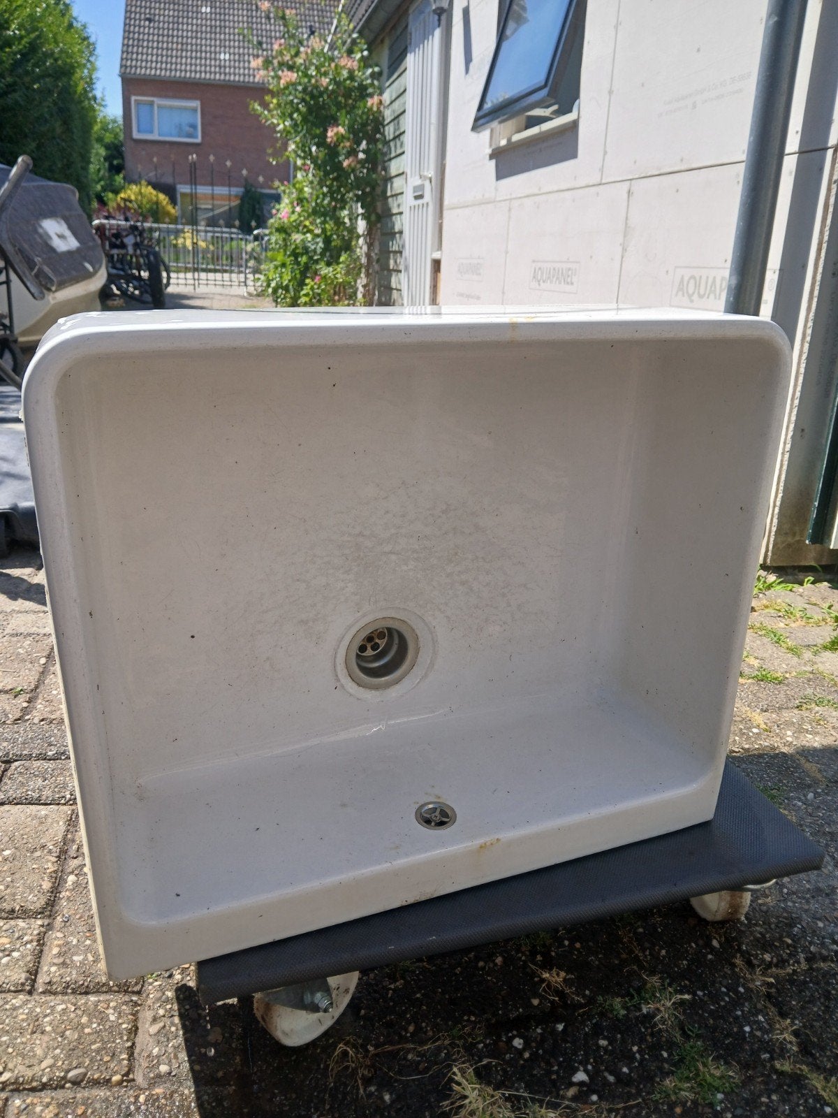 Wastafel wit keramiek met afvoer, Ophalen, Gebruikt, Wastafel
