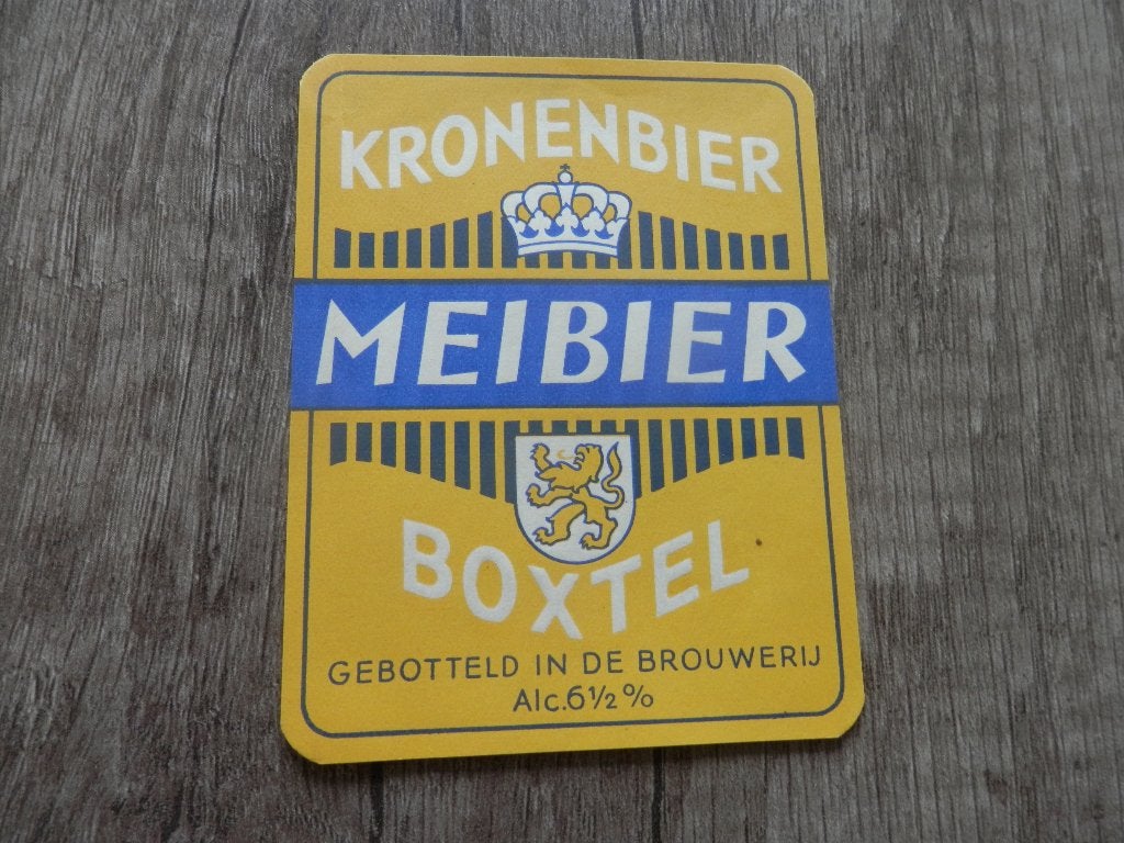 ouder bier etiket kronen bier Mei bier brouwerij de Kroon, Verzamelen, Ophalen of Verzenden, Zo goed als nieuw, Overige typen