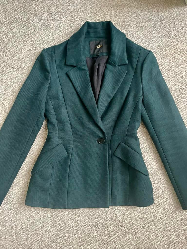 Maje Groen Getailleerd Blazer Jasje Maat 36, Ophalen of Verzenden, Zo goed als nieuw, Maat 36 (S), Groen