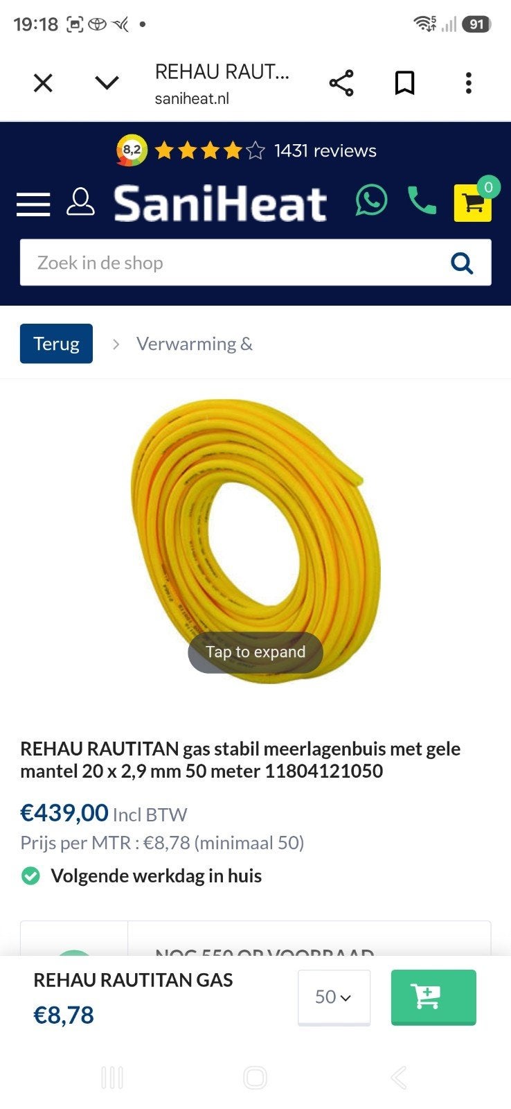 rehau Rautitan meermalen buis 20mm, Ophalen, Nieuw