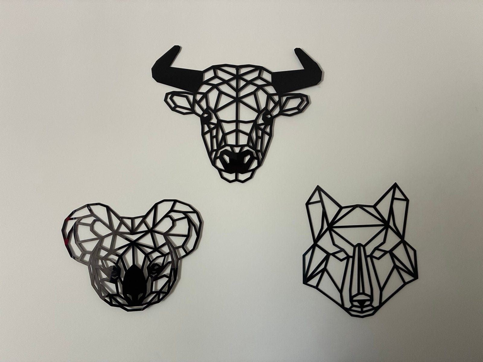 Grafische Dierenkoppen van Kunststof - Set van 3, Huis en Inrichting, Zwart, Nieuw, Kunststof, Ophalen of Verzenden