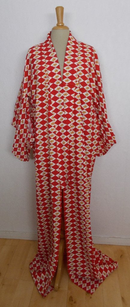 Rode kimono/jurk met aparte mouwen! XL, Maat 46/48 (XL) of groter, Zo goed als nieuw, Onder de knie, Meerkleurig