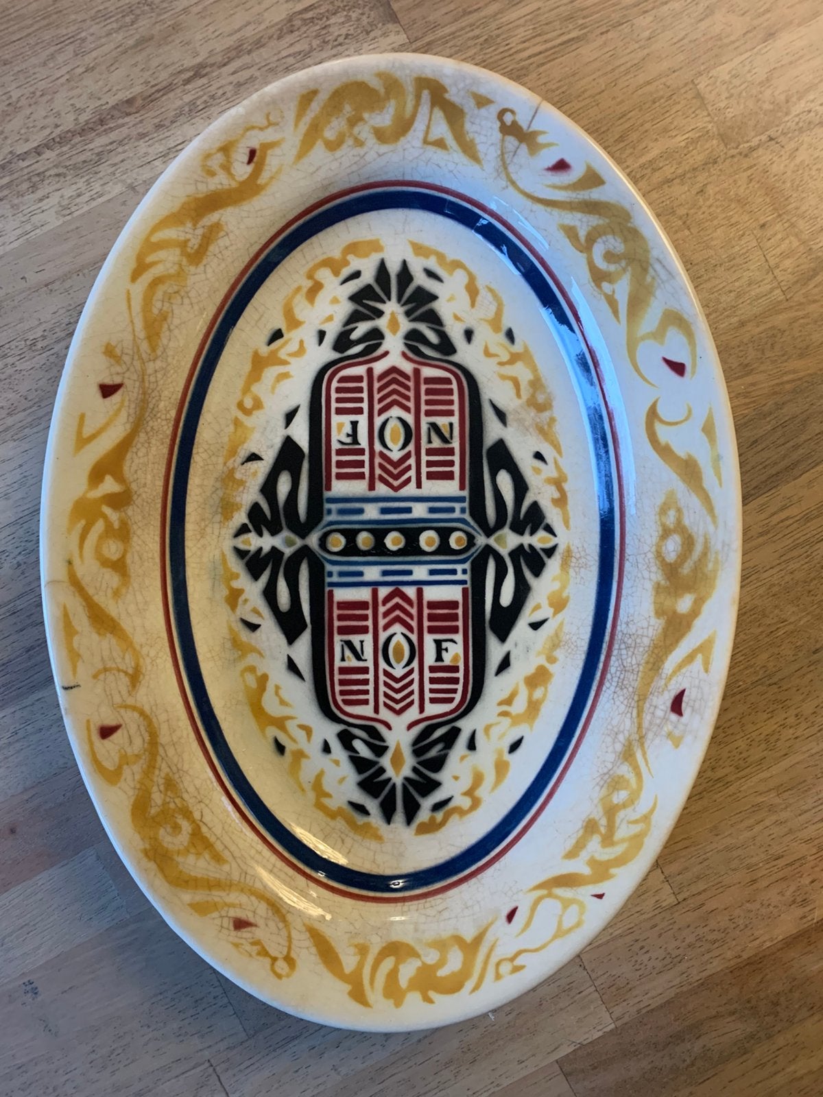 Ruim 100 jaar oude, ovale Calvé-schaal uit 1924, Ophalen of Verzenden