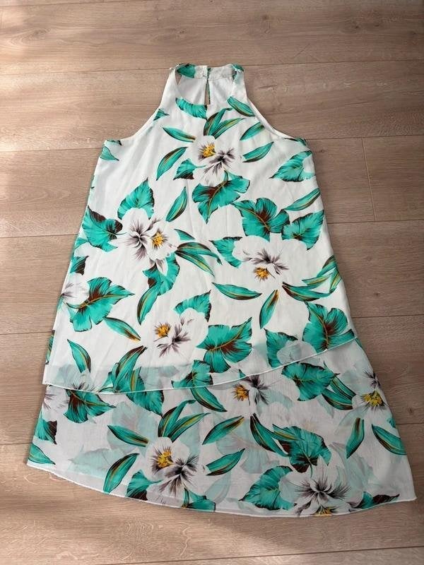 Witte zomerjurk bloemenprint halterjurk A-lijn 36 S, Kleding | Dames, Wit, Ophalen of Verzenden, Zo goed als nieuw, Maat 36 (S)
