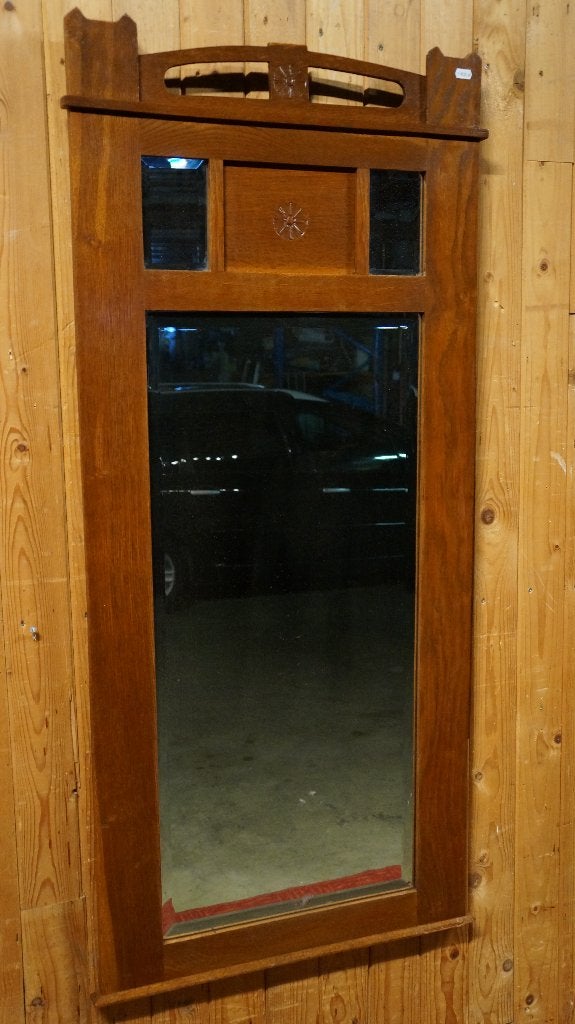 Art Deco Pas Spiegel Vintage Hal Wandspiegel schouwspiegel, Ophalen, Gebruikt, 100 tot 150 cm, Rechthoekig