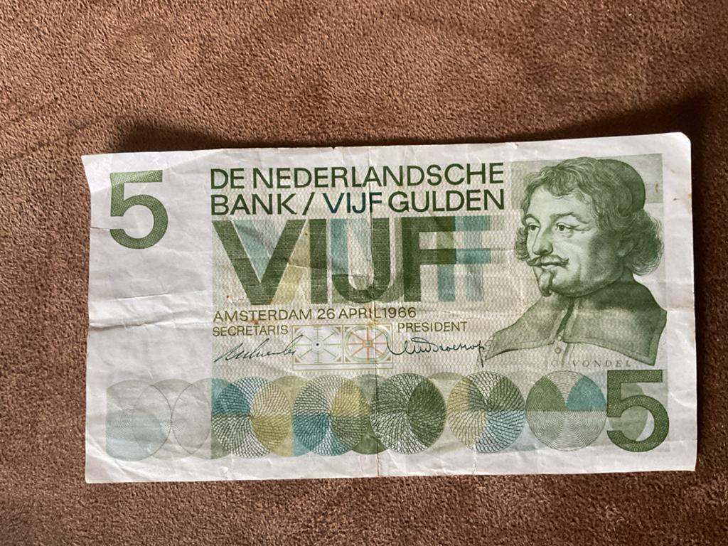 Zeldzaam 5 Gulden biljet uit 1966 - Vondel, Postzegels en Munten, Bankbiljetten | Nederland, Ophalen of Verzenden, 5 gulden, Los biljet