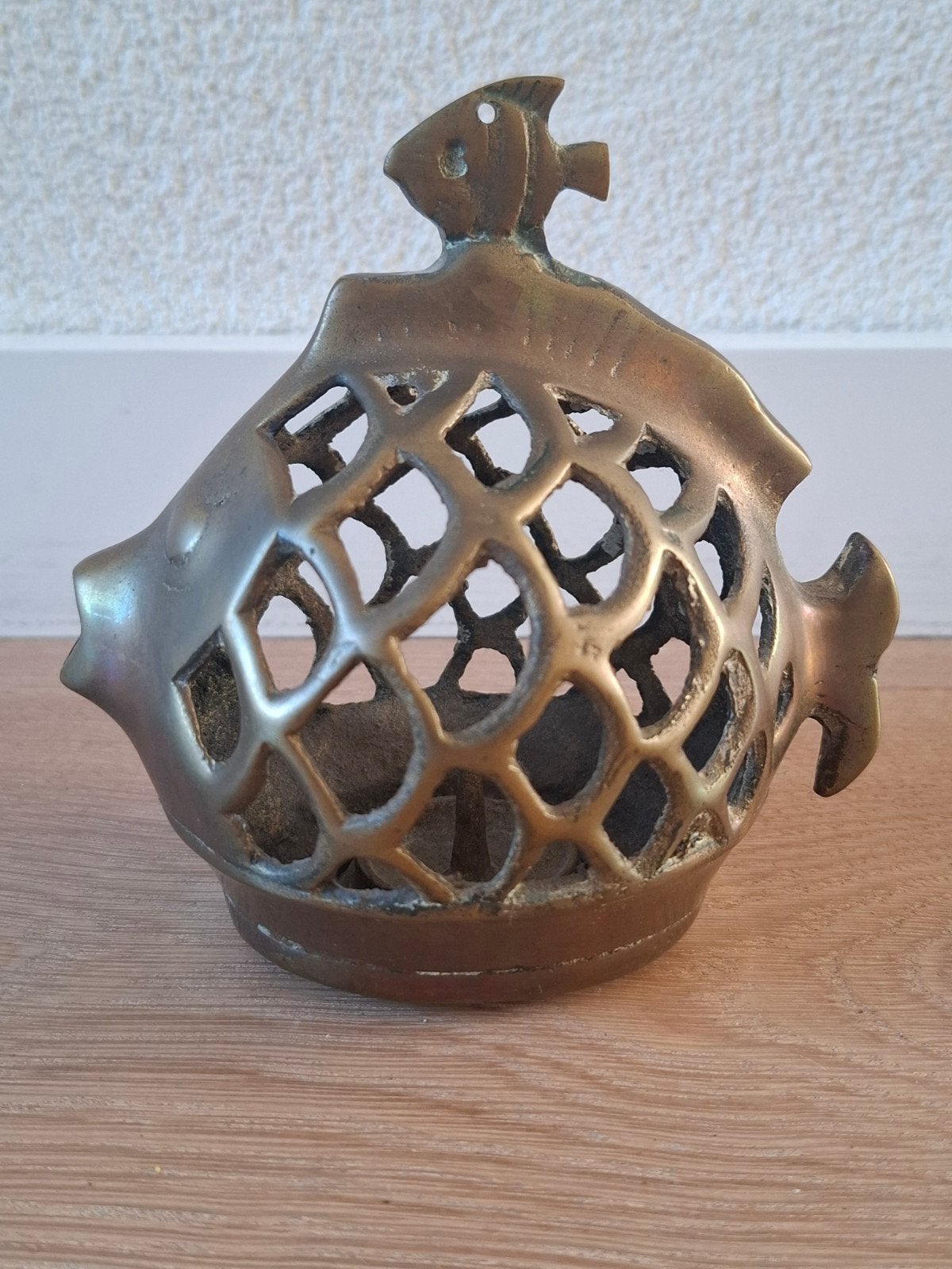 Vintage koperen kandelaar vis, Ophalen of Verzenden, Koper