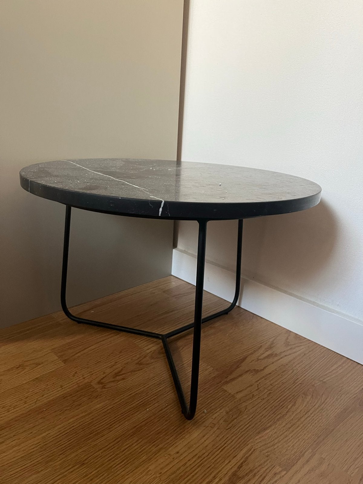 Set van 2 salontafels: marmer en staal, zwart, Ophalen, Minder dan 50 cm, Gebruikt, Rond