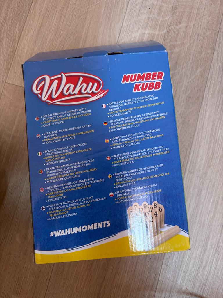 Wahu Number Kubb - Houten Werpspel voor Buiten, Drie of vier spelers, Ophalen of Verzenden, Zo goed als nieuw