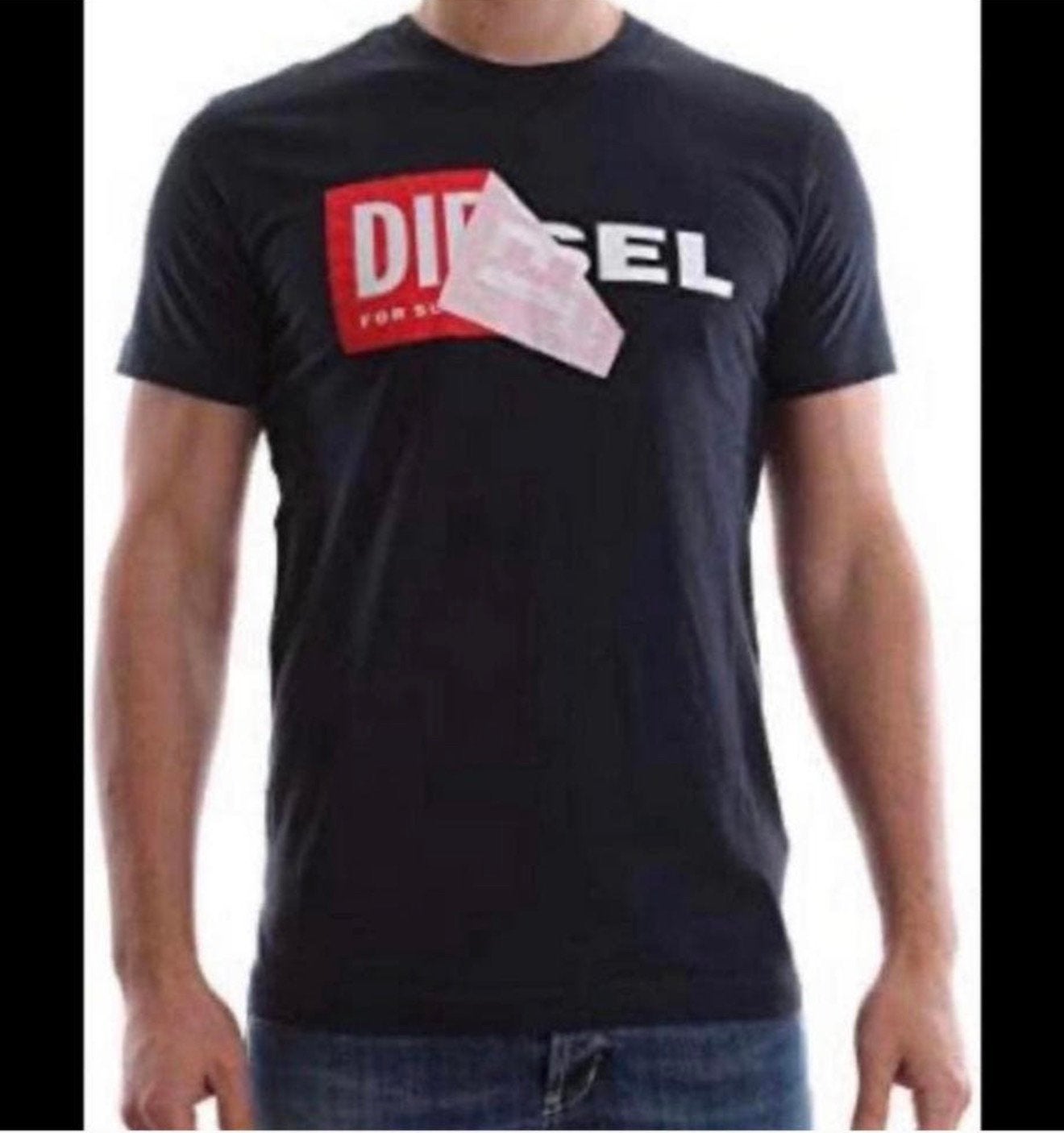 DIESEL HEREN T-SHIRT met groot Logo zwart tshirt L katoen, Maat 52/54 (L), L, Zwart, Zo goed als nieuw