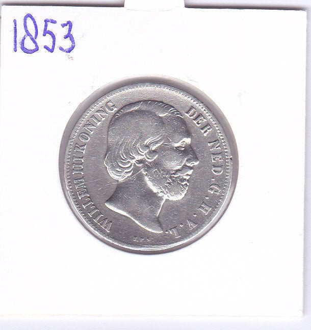 Zeldzame 1 gulden 1853 voor 495 euro., 1 gulden, Koning Willem III, Zilver, Ophalen of Verzenden
