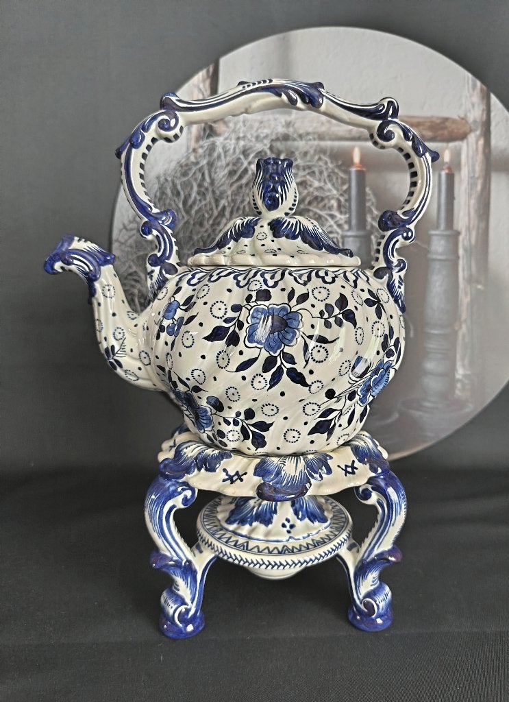 Antieke Boch Freres Keramis theepot met theelicht 1920-1930, Ophalen of Verzenden