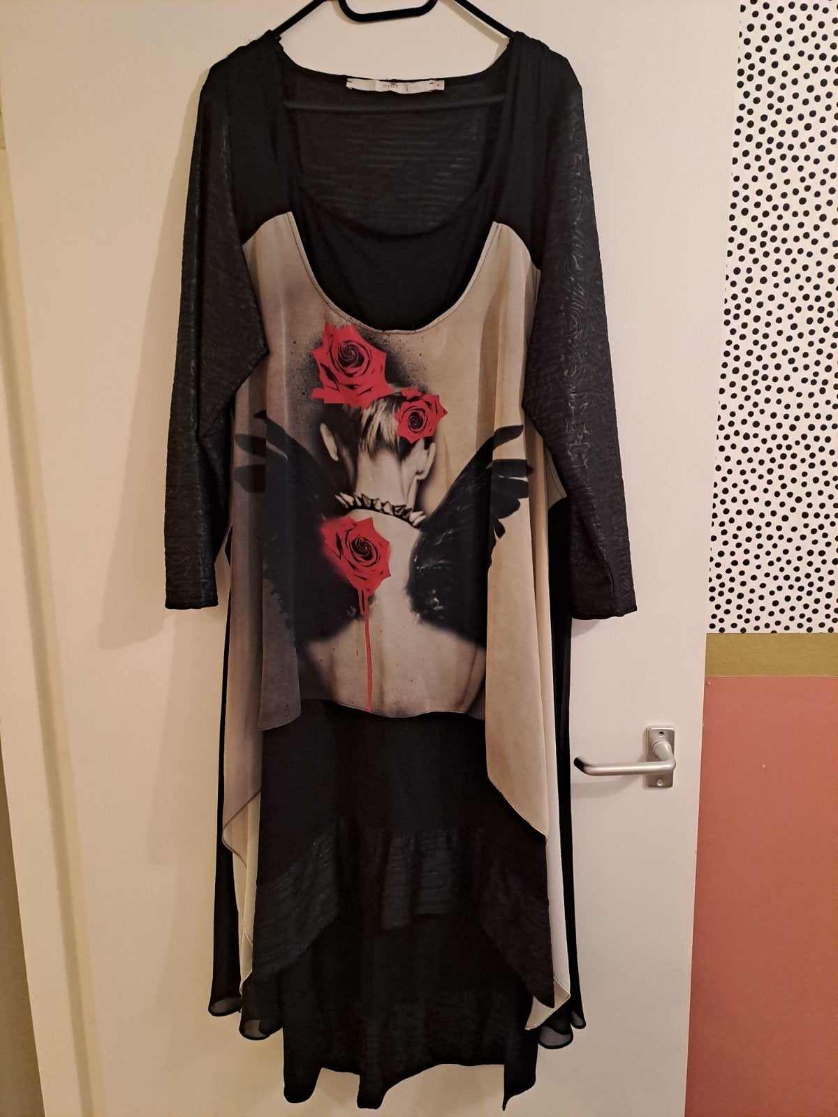 MAT Fashion 2-delige jurk met voile overgooier - Maat L, Mat, Zwart, Maat 46/48 (XL) of groter, Ophalen of Verzenden