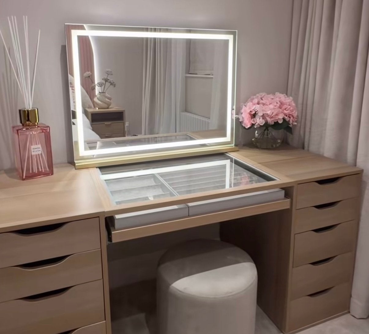 Hollywood Vanity Make-up Spiegel 80x60cm met LED & USB, Nieuw, Ophalen of Verzenden, 75 tot 100 cm, Minder dan 100 cm
