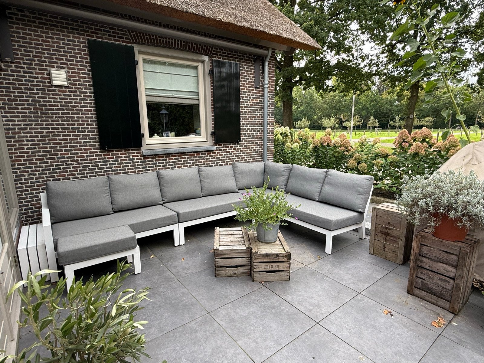 Ibiza aluminium tuinset grijs/wit LIFE OUTDOOR LIVING, Tuin en Terras, Ophalen, Gebruikt, Aluminium, Loungeset