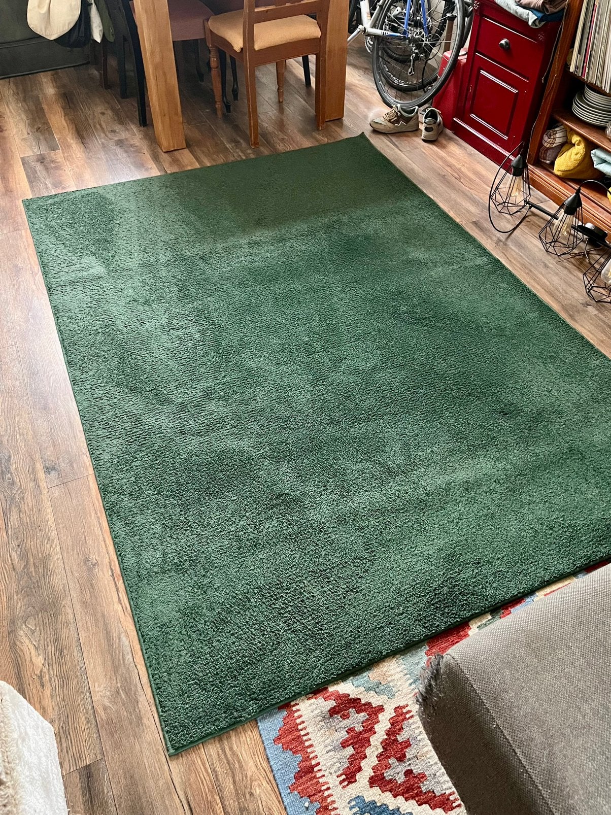 Vloerkleed donkergroen Ikea, Huis en Inrichting, Ophalen, 200 cm of meer, Zo goed als nieuw, 200 cm of meer