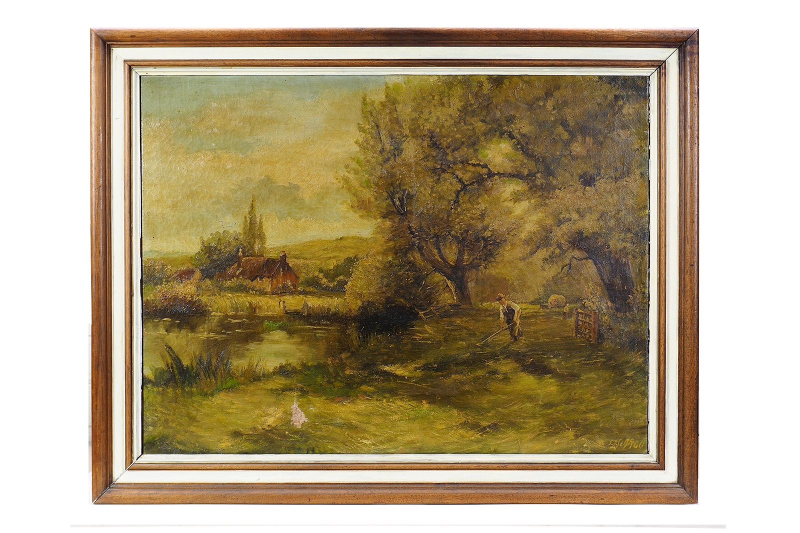 Olieverf landschap, Antiek en Kunst, Kunst | Schilderijen | Klassiek, Ophalen