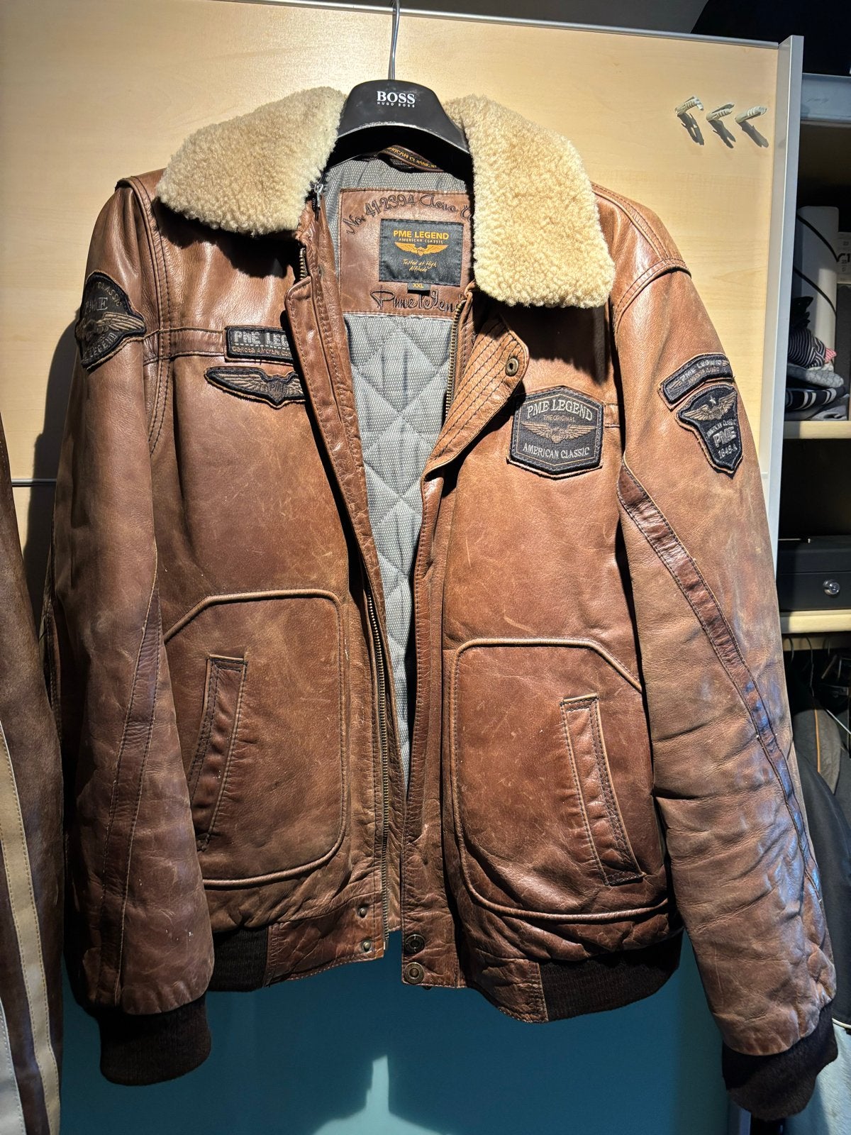 PME Legend Leren Jas met Bontkraag - Maat XXL, Ophalen, Gedragen, Maat 56/58 (XL), Bruin