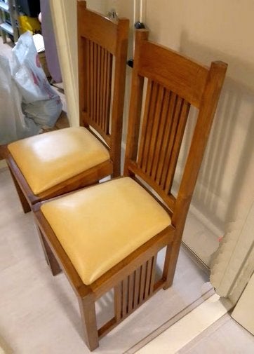 3 x set van 2 teak stoelen .Doe een leuk bod, Huis en Inrichting, Ophalen, Bruin, Zo goed als nieuw, Stof
