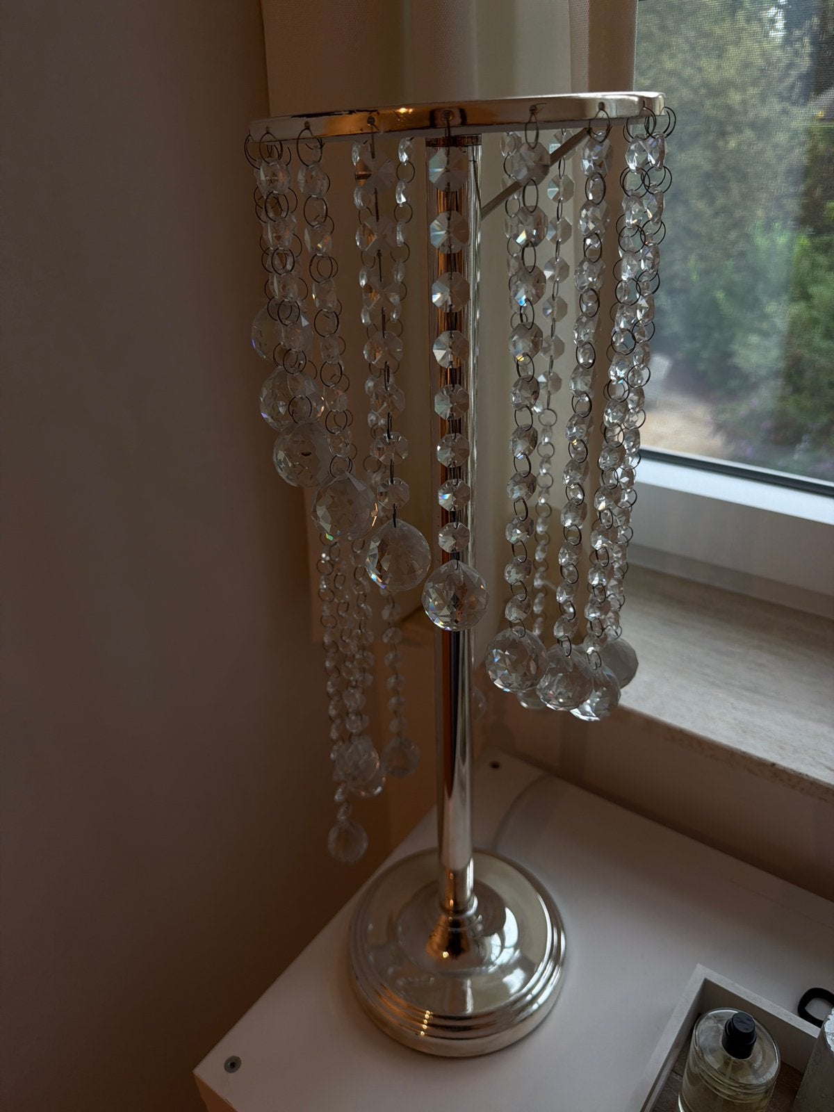 Decoratieve tafellamp 2x met kristallen kralen, Overige merken, Gebruikt, Overige fittingen, Zilver