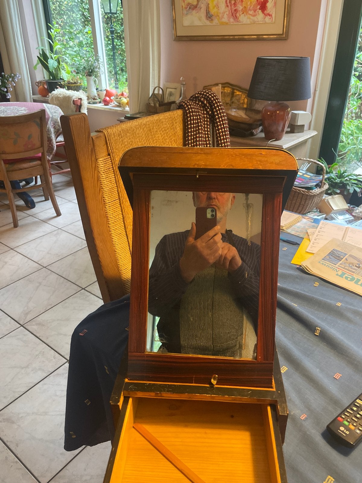 Antieke Toilettafel met Spiegel en Lade, Antiek en Kunst, Ophalen of Verzenden
