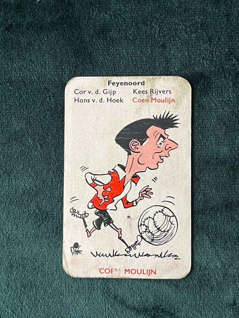 Coen Moulijn karikatuur Dik Bruynesteyn Monty voetbalplaatje, Verzamelen, Sportartikelen en Voetbal, Ophalen of Verzenden, Gebruikt