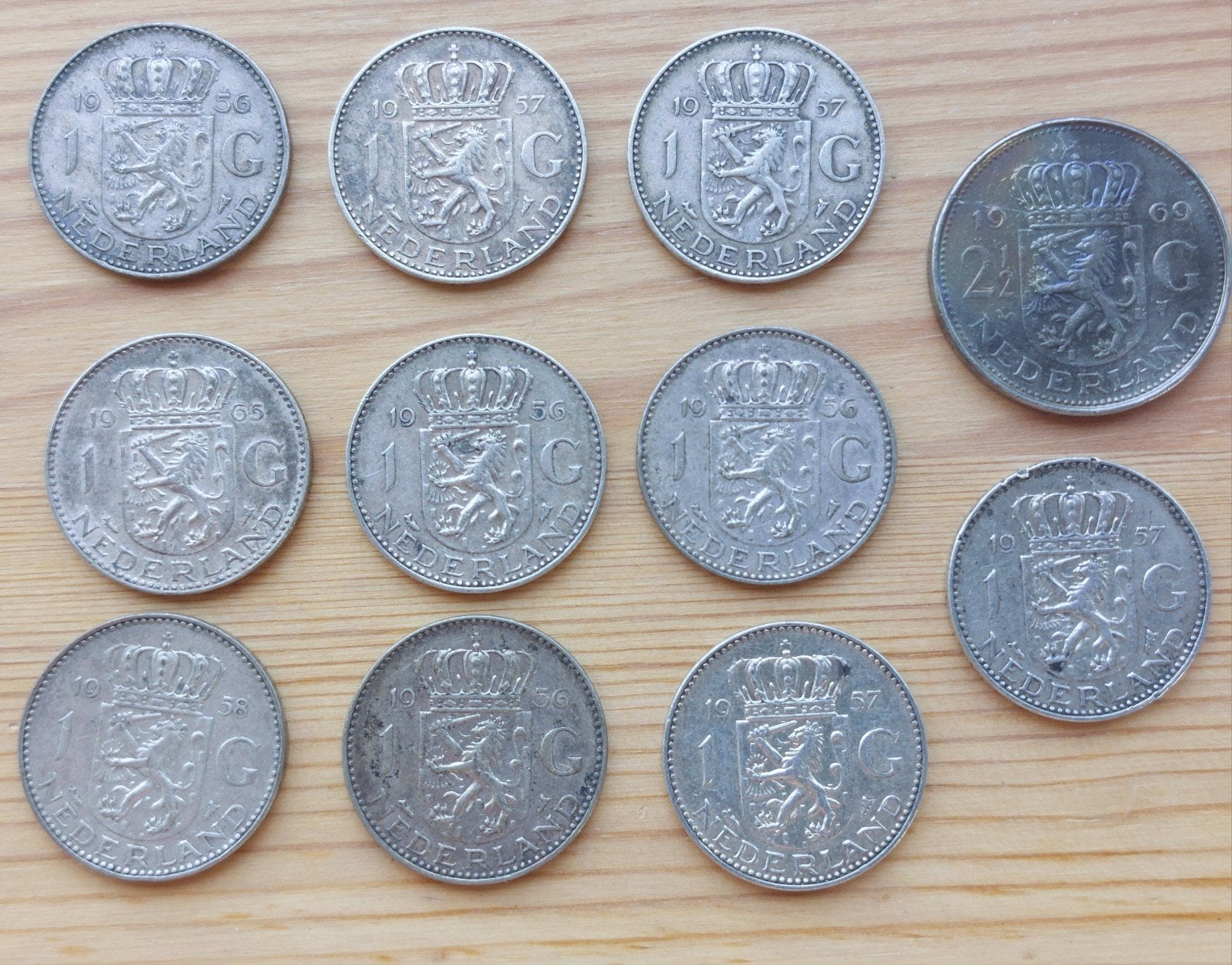 Nederlandse Guldens en Rijksdaalder Koningin Juliana, Postzegels en Munten, Munten | Nederland, Ophalen of Verzenden, Koningin Juliana