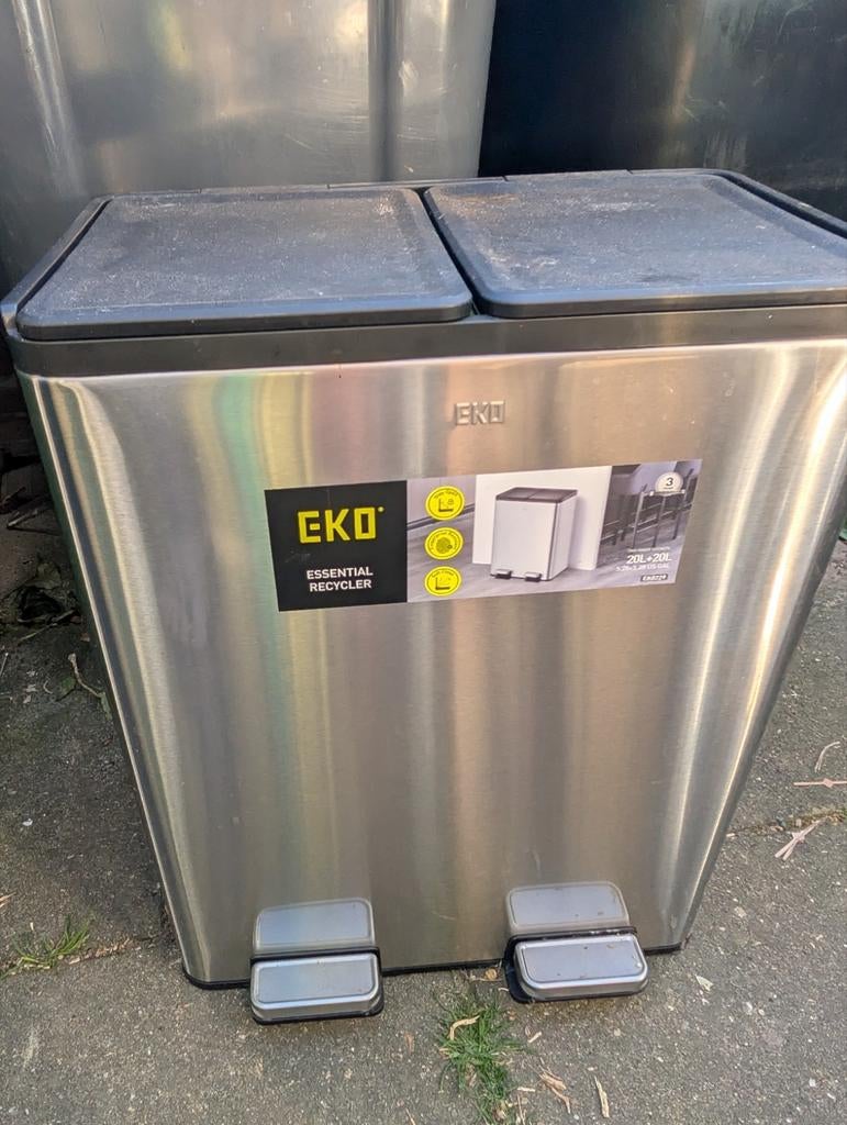 EKO Essential Recycler pedaalemmer - 2x20 liter, Ophalen, Gebruikt, Met pedaal, 50 tot 75 cm