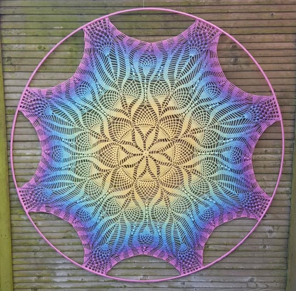 Gehaakte mandala/muurhanger, Ophalen