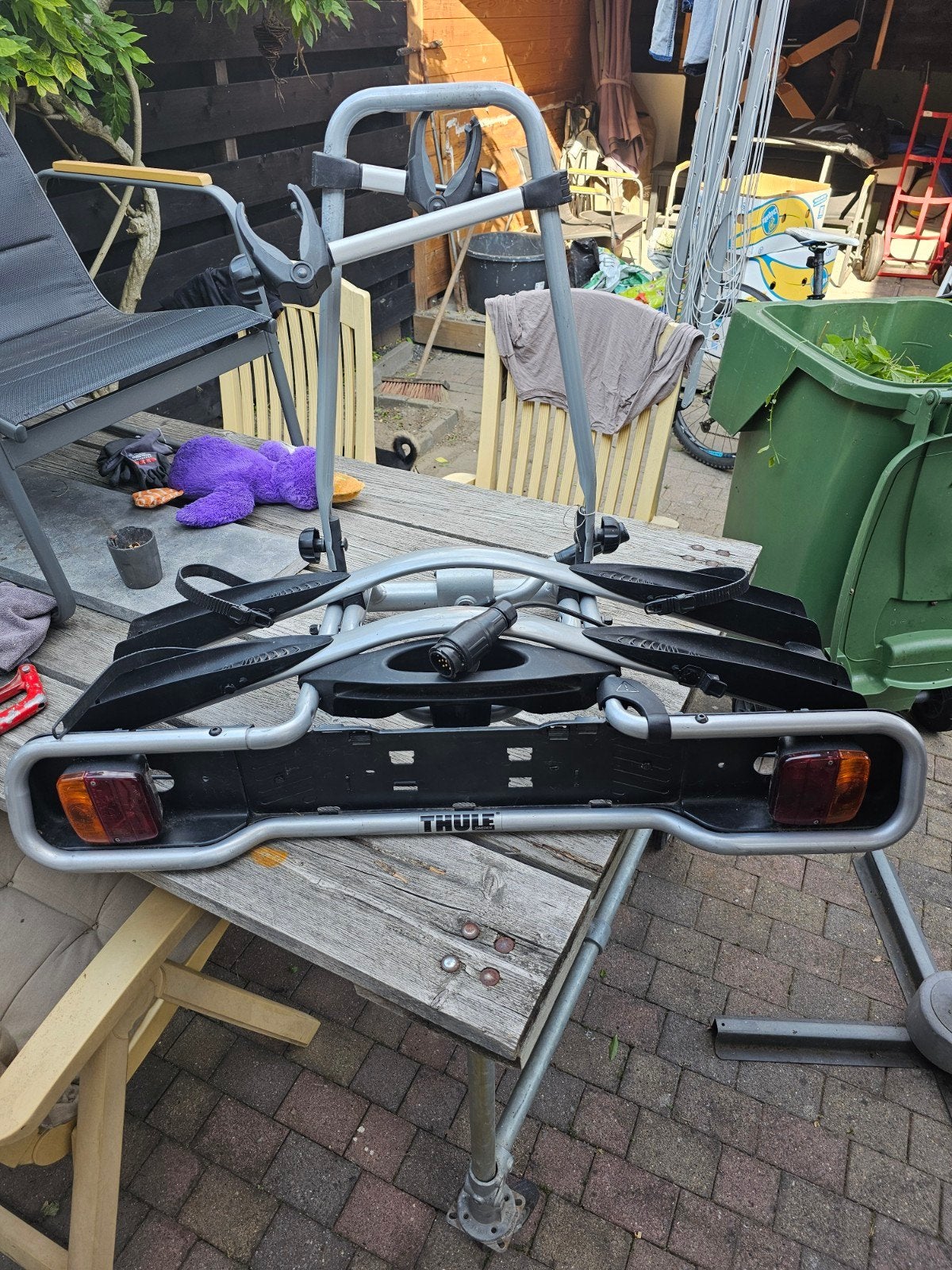 Thule fietsendrager kantelbaar voor 2 fietsen, Auto diversen, Fietsendragers, Gebruikt, Trekhaakdrager, 2 fietsen, Ophalen
