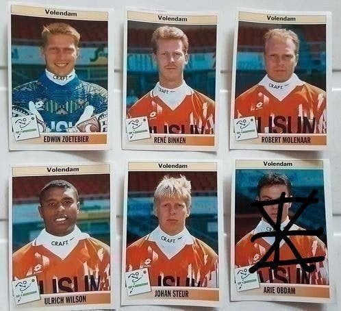 Panini voetbal 95 Volendam 243, 245, 246, 247, 250, Ophalen of Verzenden, Zo goed als nieuw, Ajax, Poster, Plaatje of Sticker